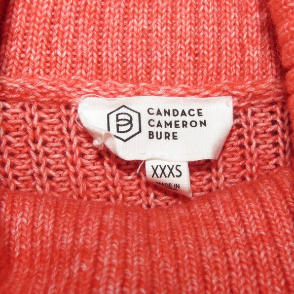 Candace Cameron Bure Sz XXXS Coral Orange Step Hem Long Sleeve Turtleneck Cowl - Picture 4 of 14